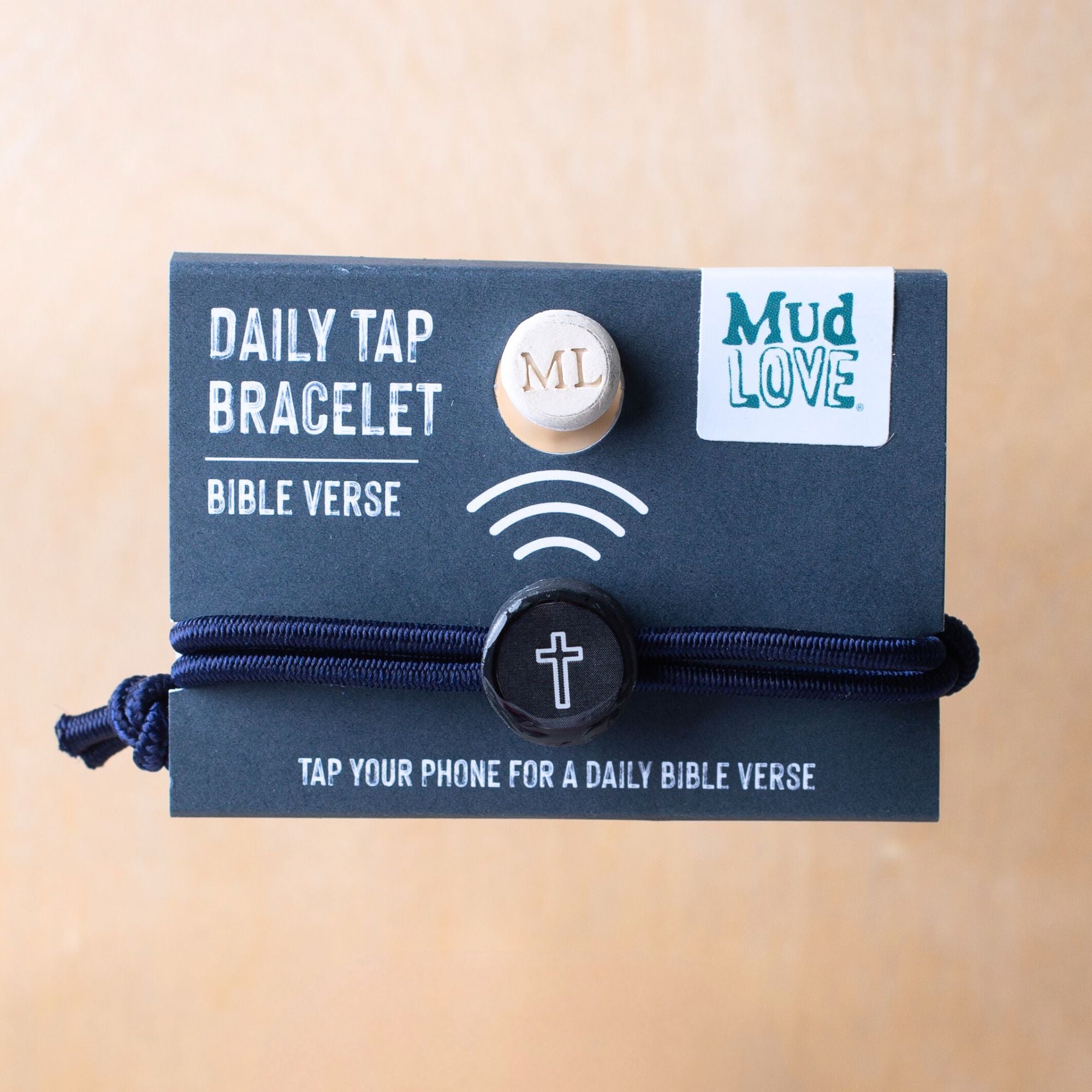 Daily Tap for Bible Verse Beacon Bracelet - Cross - Stretch Cord