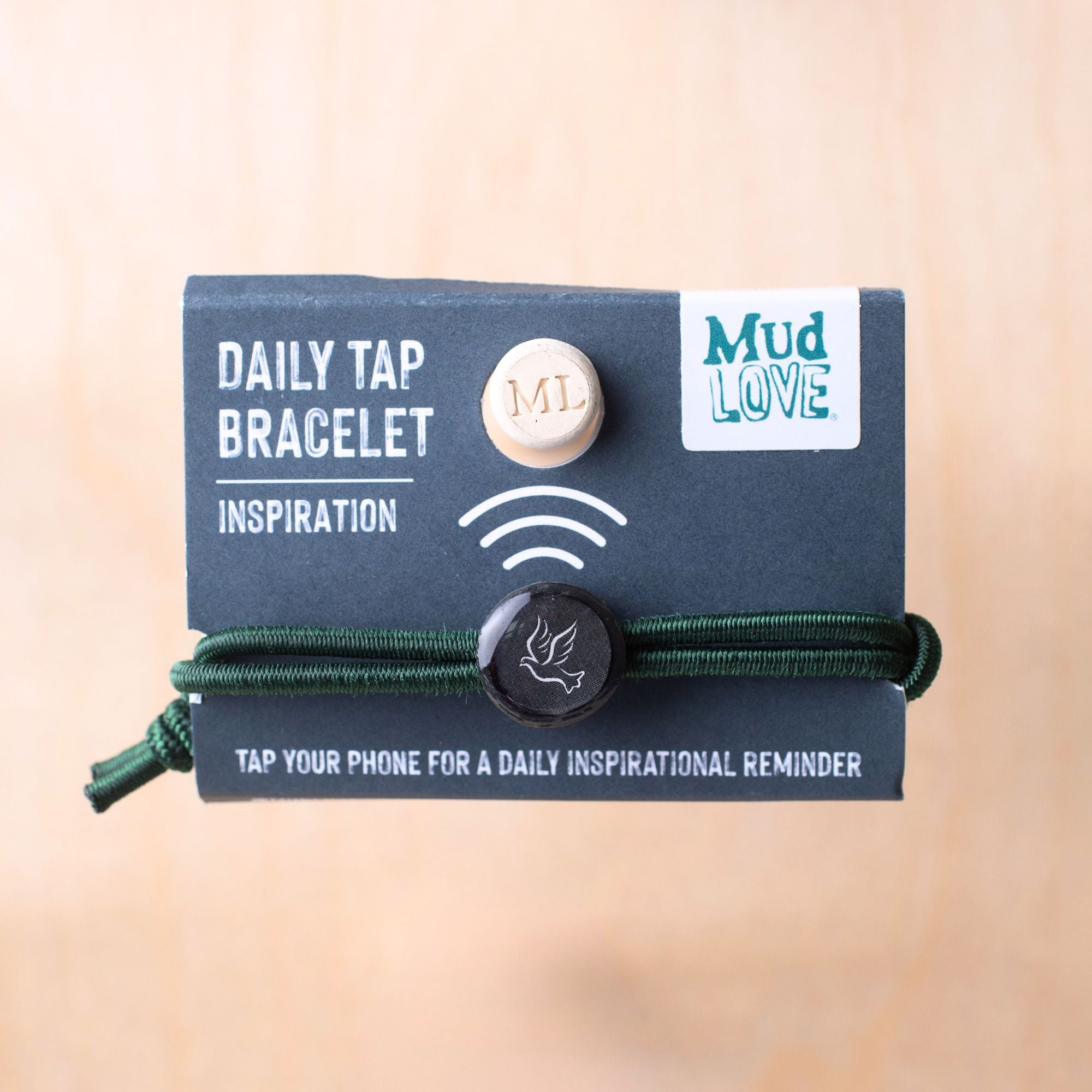 Daily Tap for Inspiration Beacon Bracelet - Dove - Stretch Cord