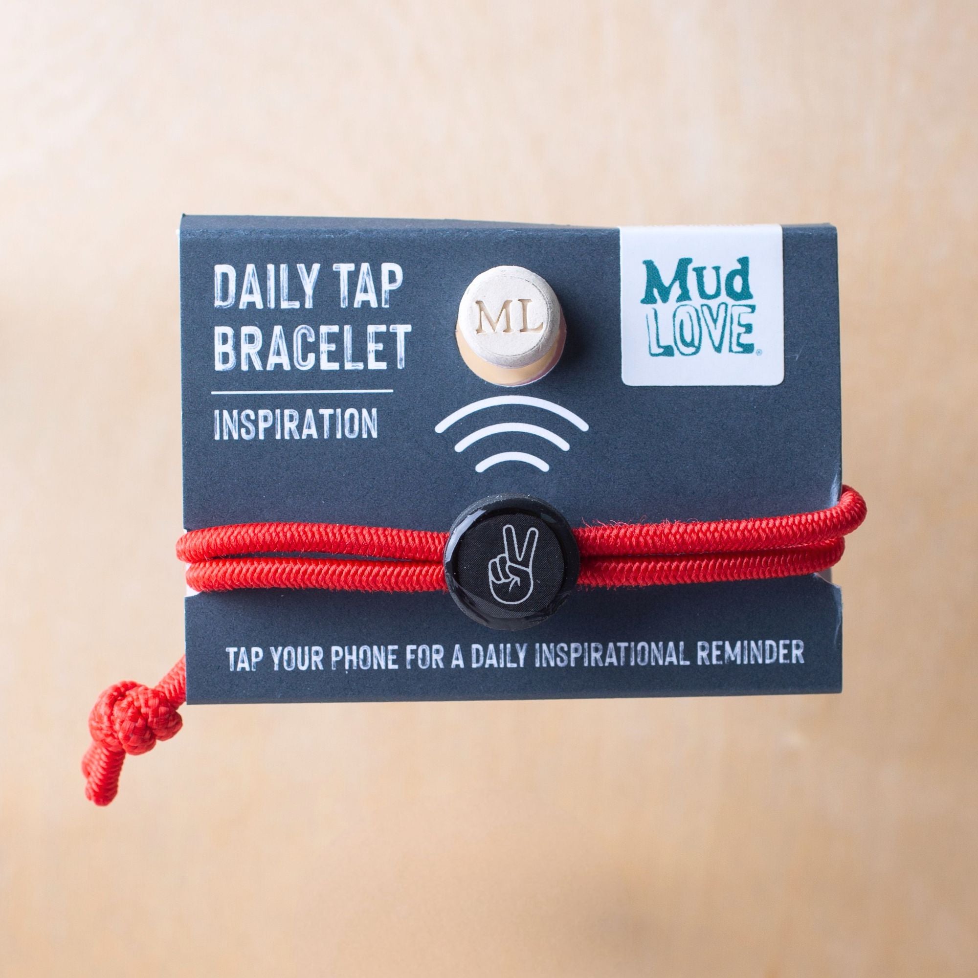 Daily Tap for Inspiration Beacon Bracelet - Peace Sign - Stretch Cord