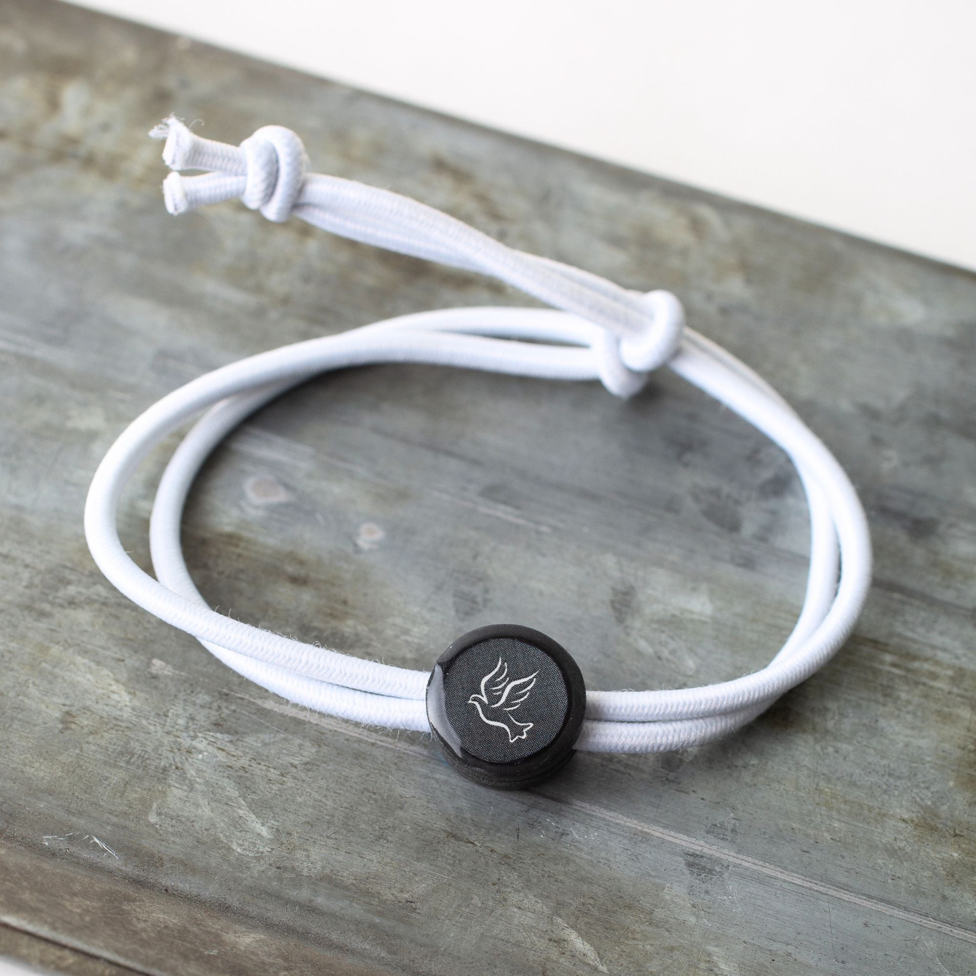 Daily Tap for Inspiration Beacon Bracelet - Dove - Stretch Cord
