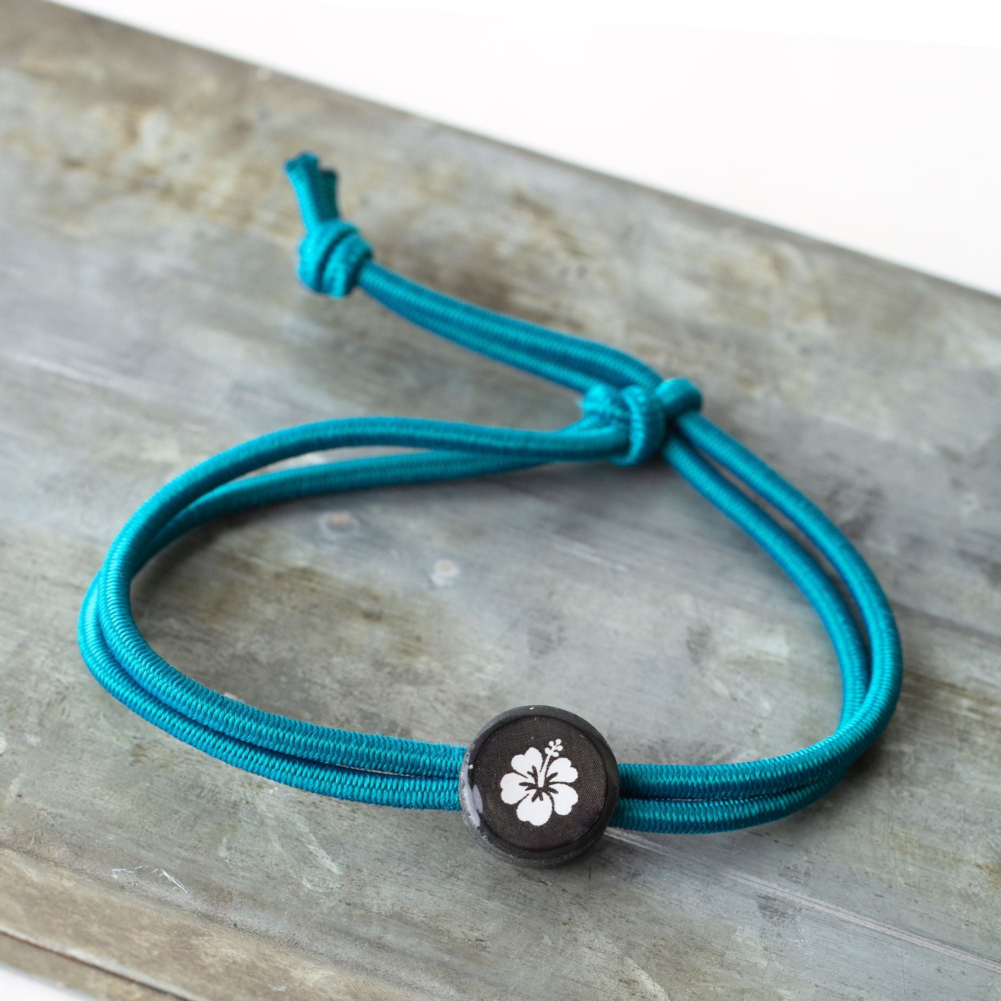 Daily Tap for Inspiration Beacon Bracelet - Hibiscus Flower - Stretch Cord