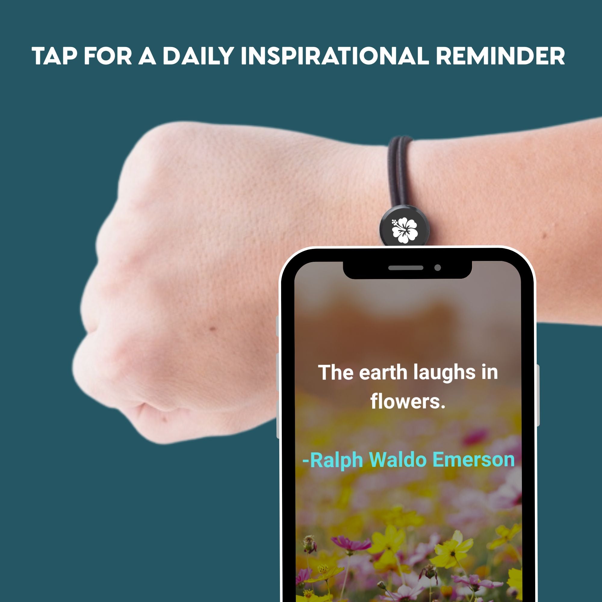 Daily Tap for Inspiration Beacon Bracelet - Hibiscus Flower - Stretch Cord