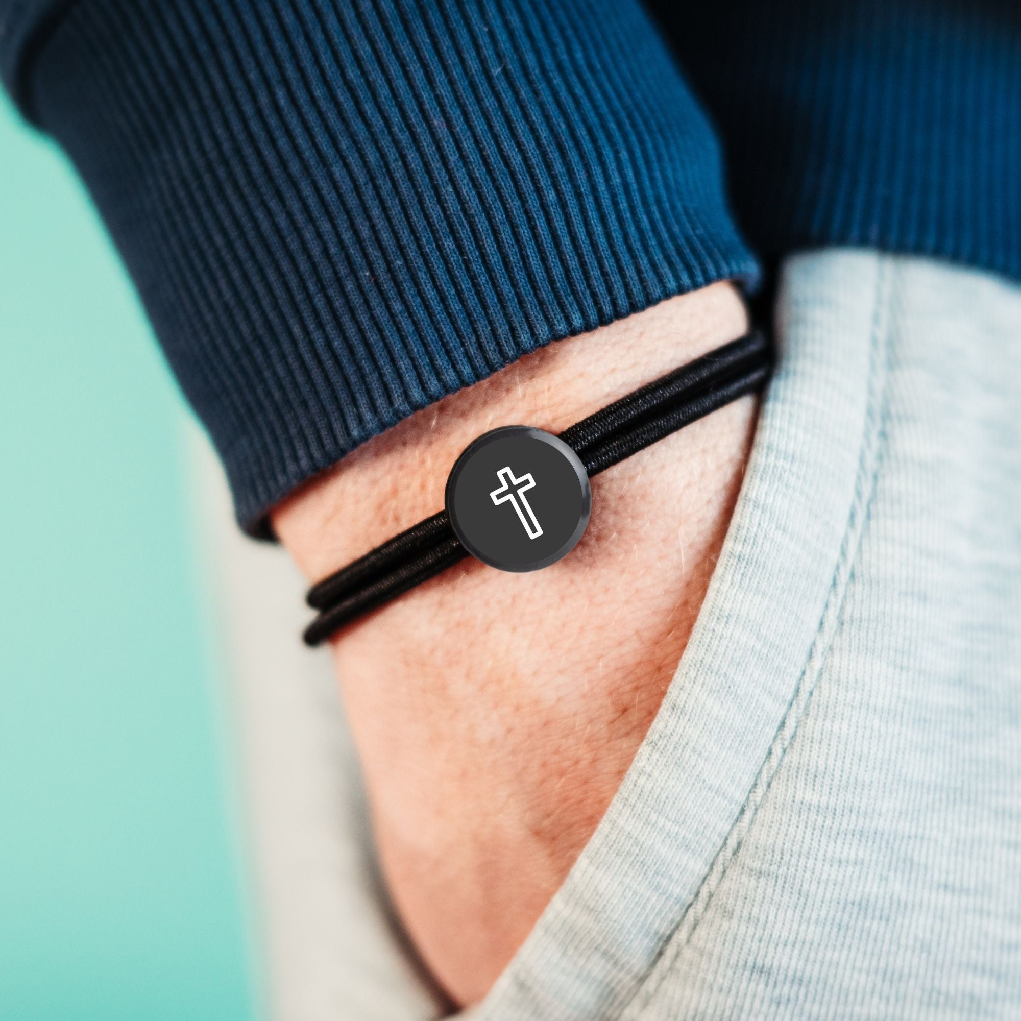 Daily Tap for Bible Verse Beacon Bracelet - Cross - Stretch Cord