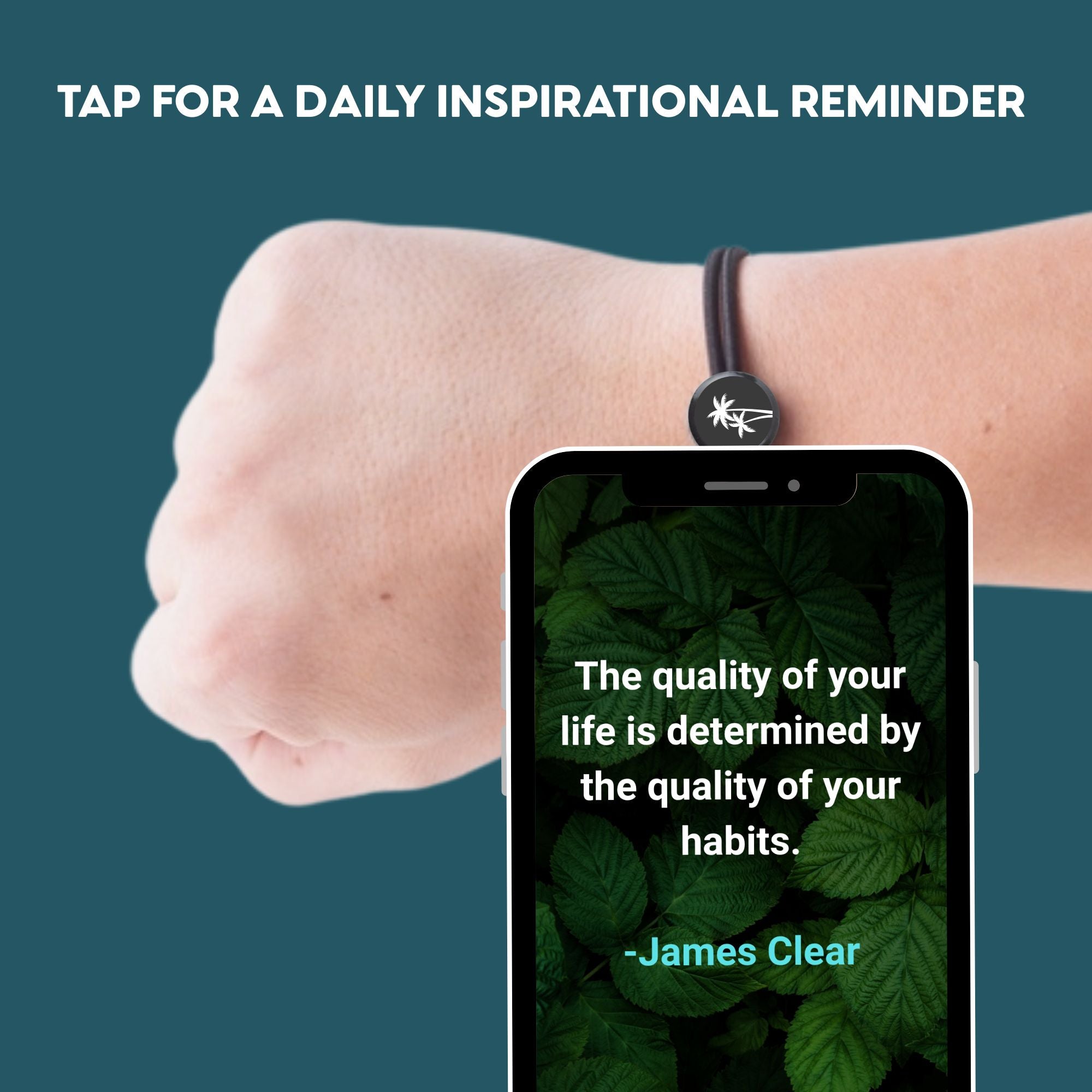 Daily Tap for Inspiration Beacon Bracelet - Palm Tree - Stretch Cord