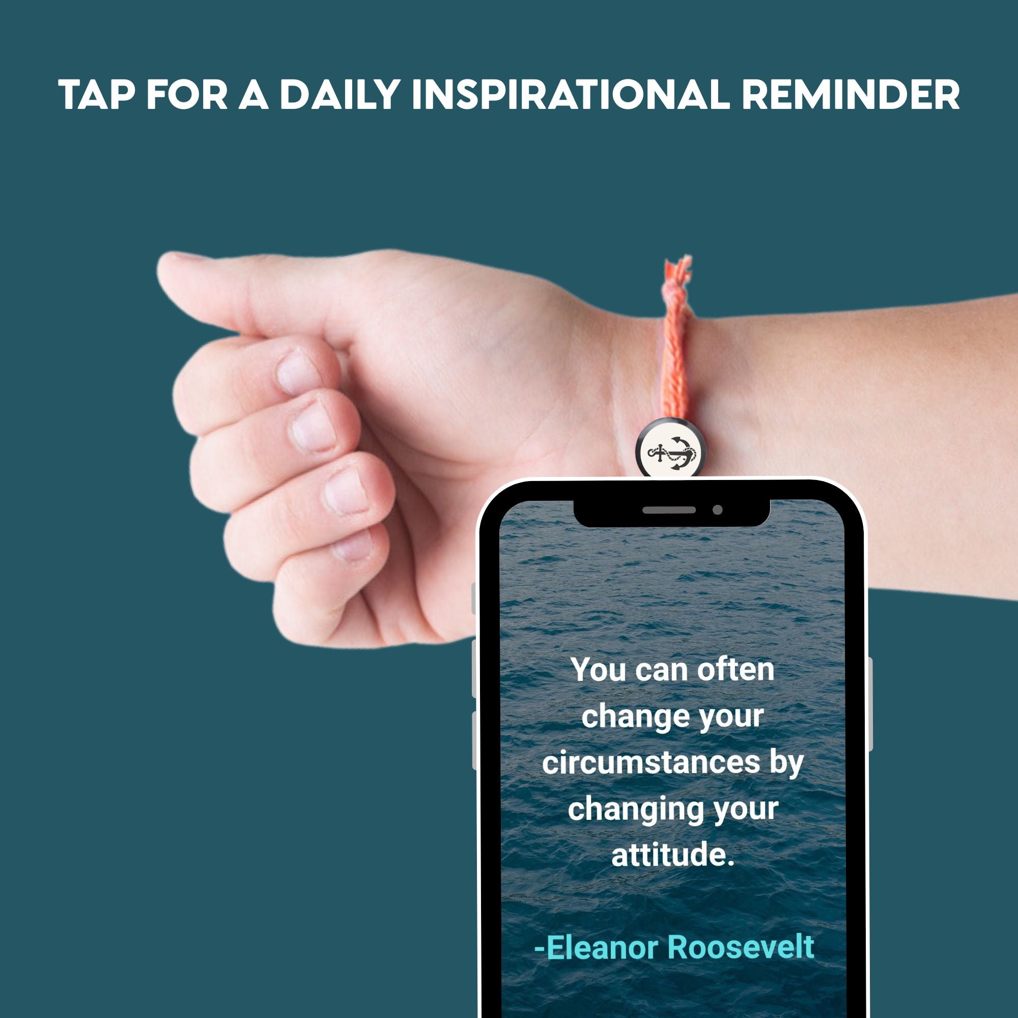 Daily Tap for Inspiration Beacon Bracelet - Anchor - Woven Cord