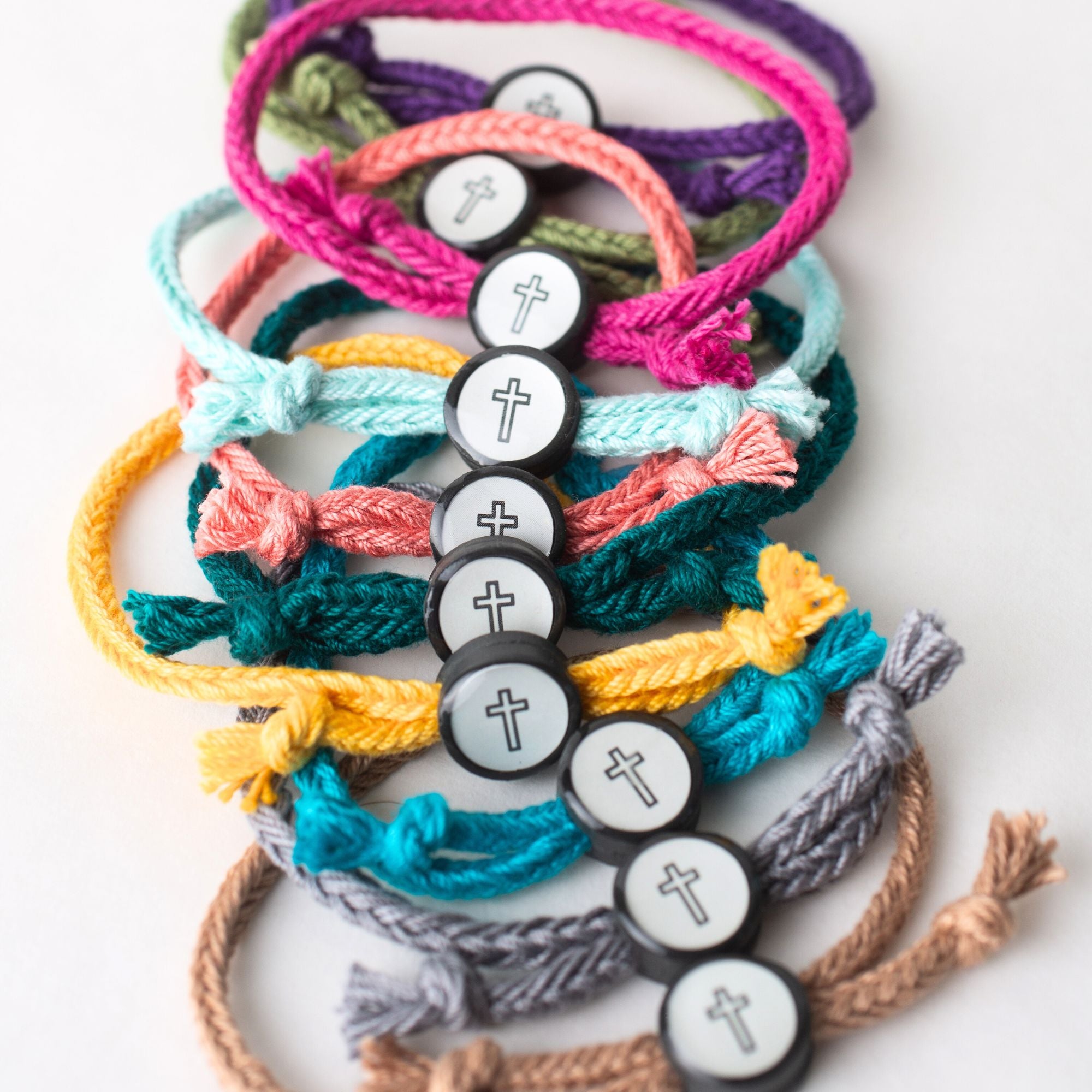 Daily Tap for Bible Verse Beacon Bracelet - Cross - Woven Cord