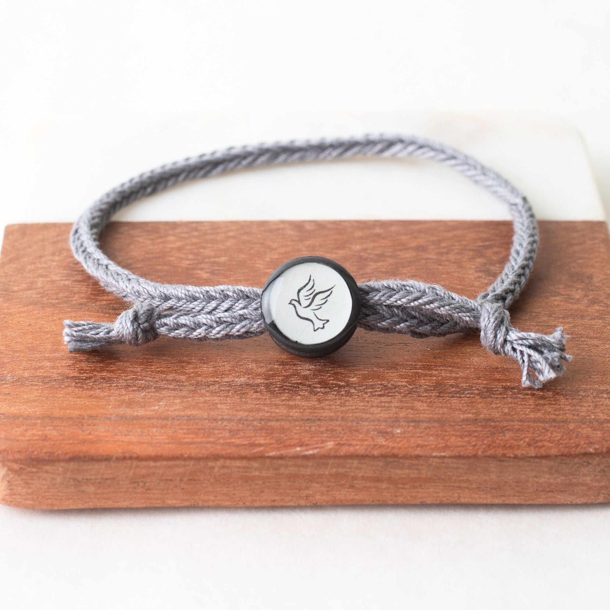 Daily Tap for Inspiration Beacon Bracelet - Dove - Woven Cord