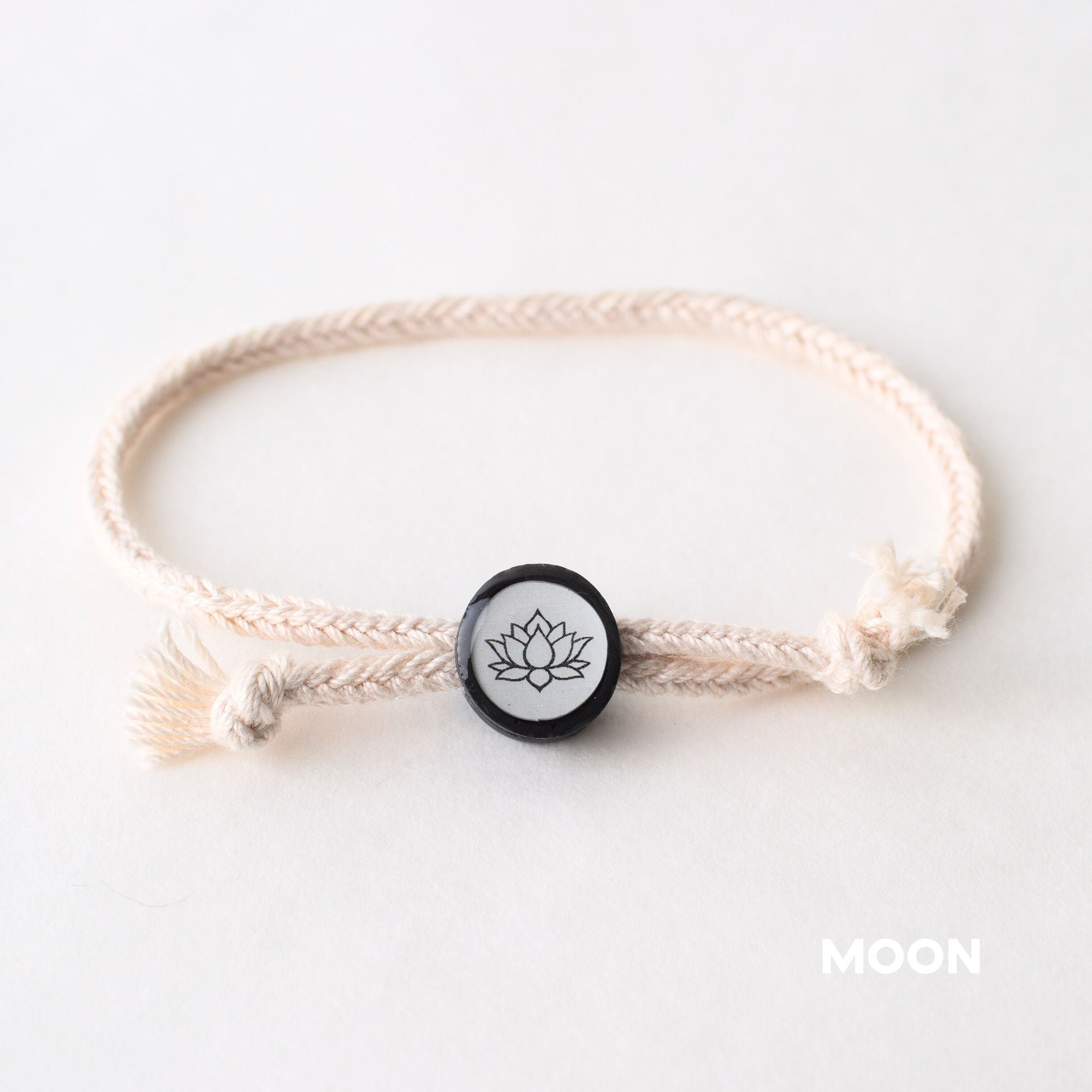 Daily Tap for Inspiration Beacon Bracelet - Lotus Flower - Woven Cord