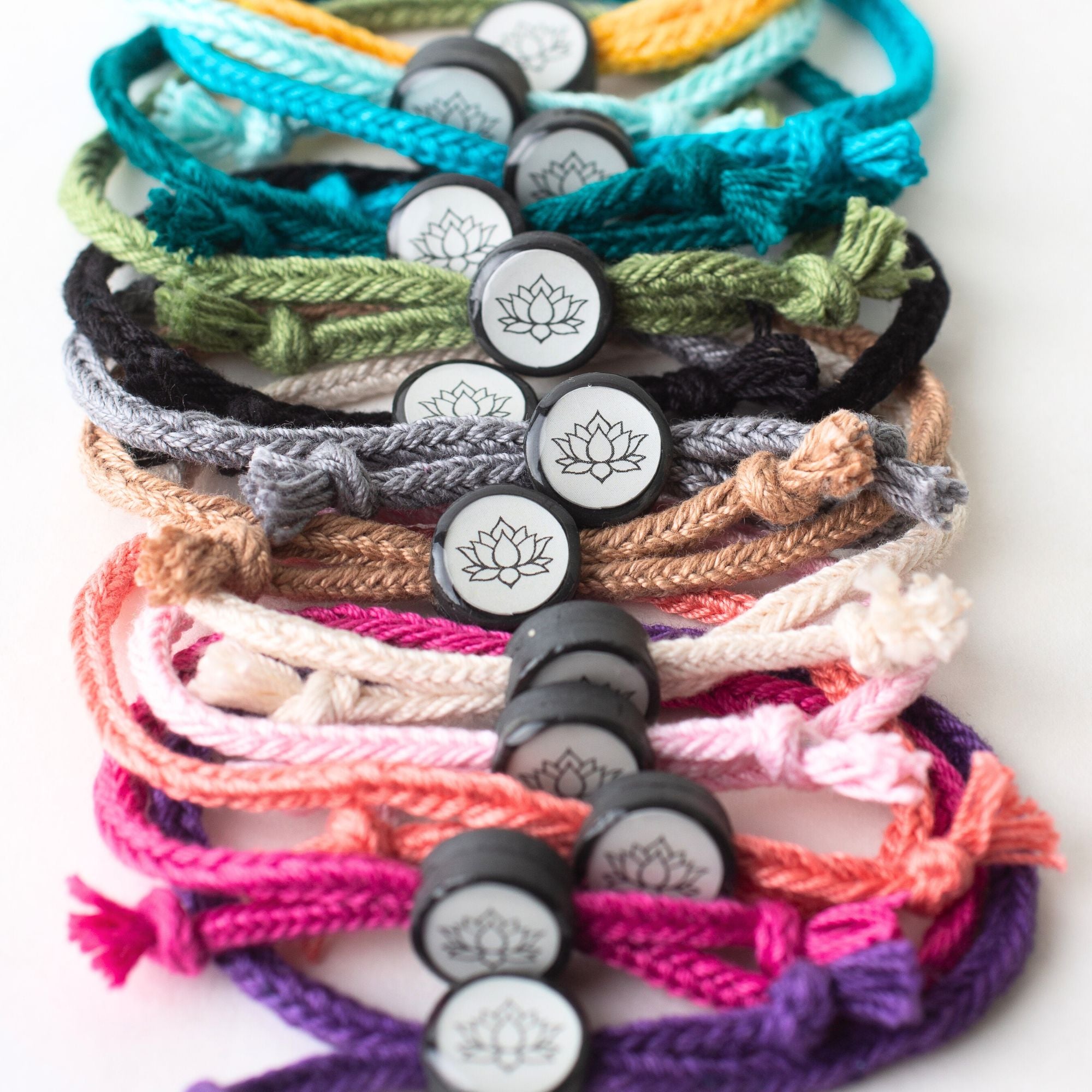 Daily Tap for Inspiration Beacon Bracelet - Lotus Flower - Woven Cord