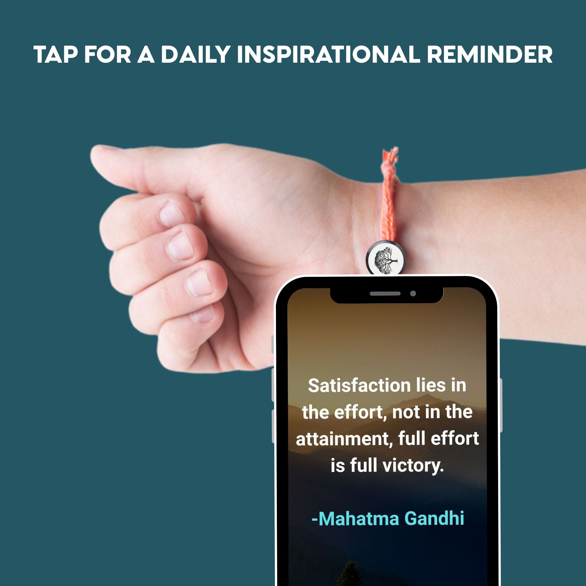 Daily Tap for Inspiration Beacon Bracelet - Oak Tree - Woven Cord