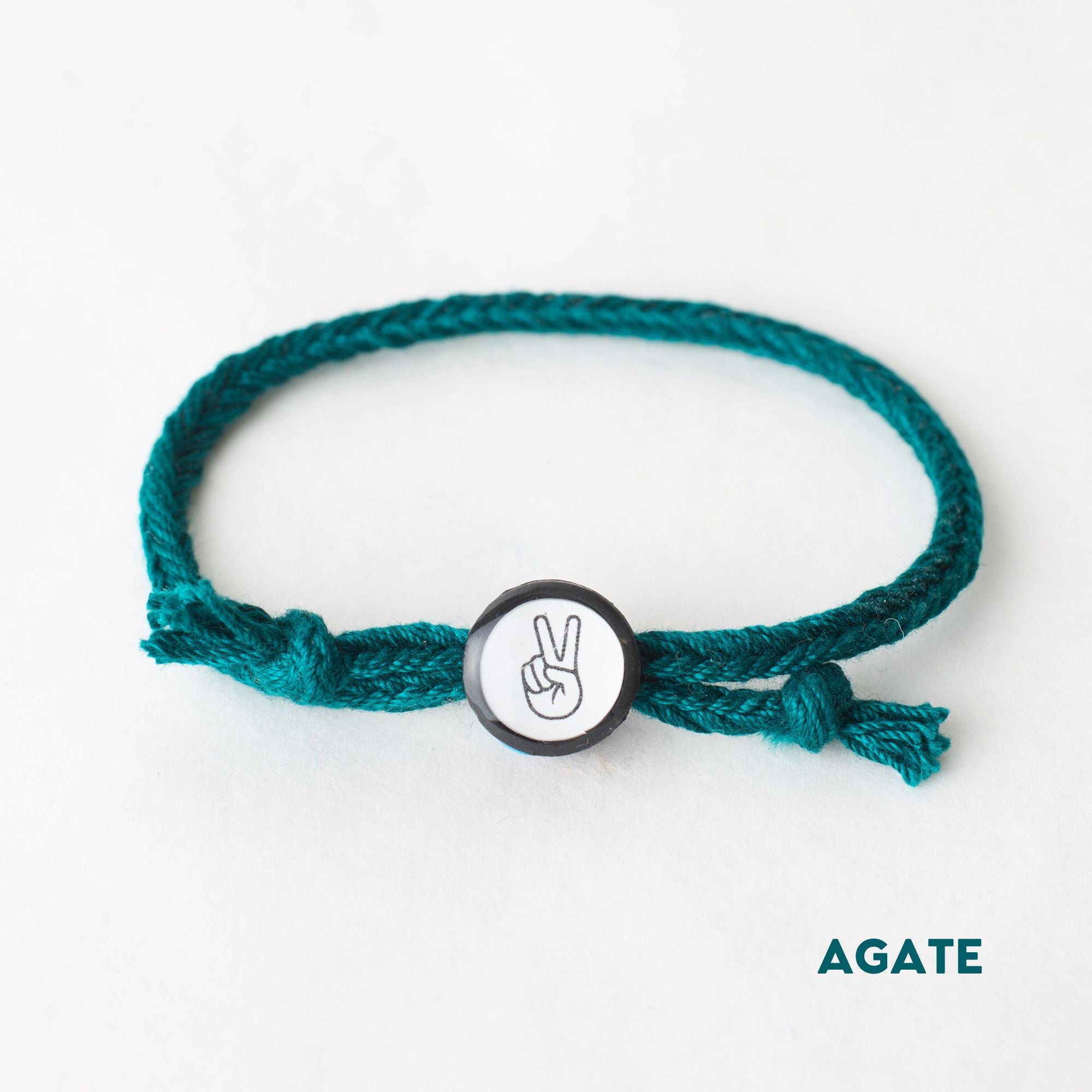 Daily Tap for Inspiration Beacon Bracelet - Peace Sign - Woven Cord