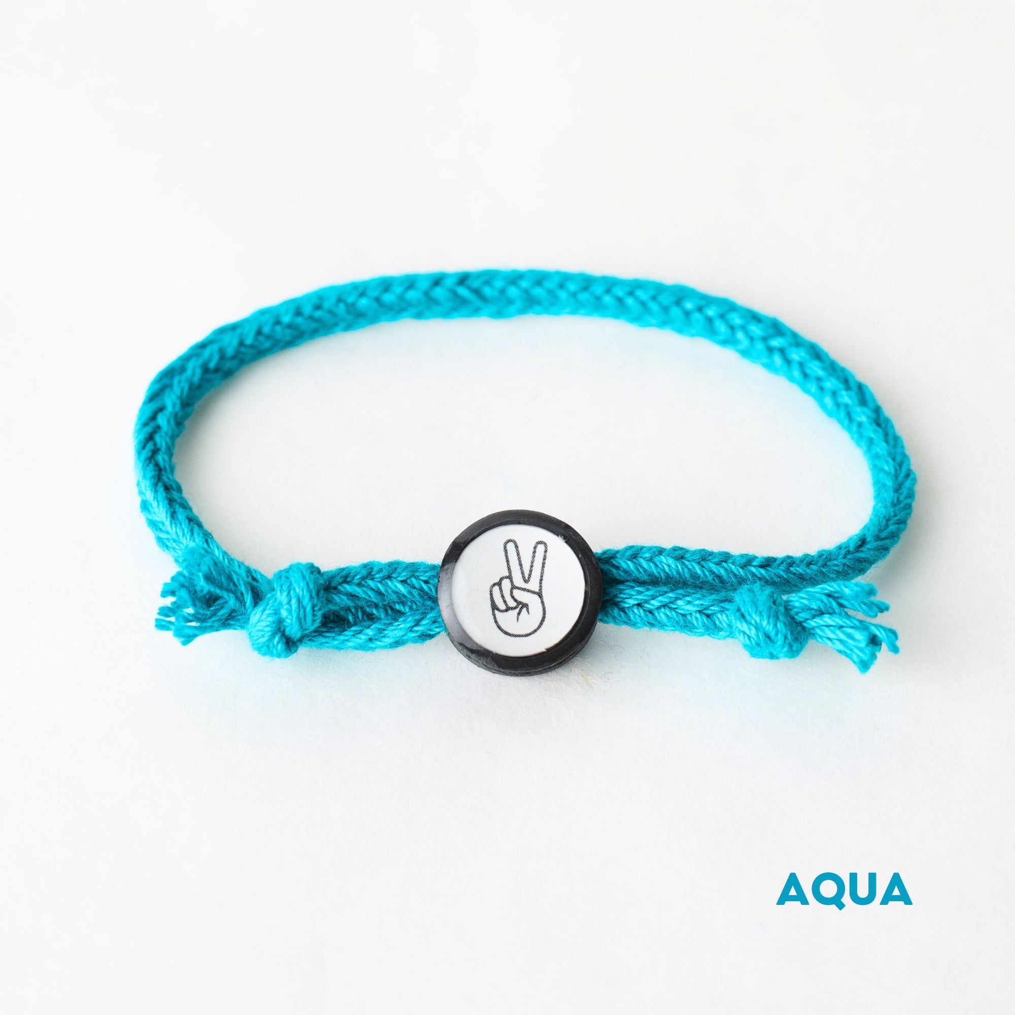 Daily Tap for Inspiration Beacon Bracelet - Peace Sign - Woven Cord