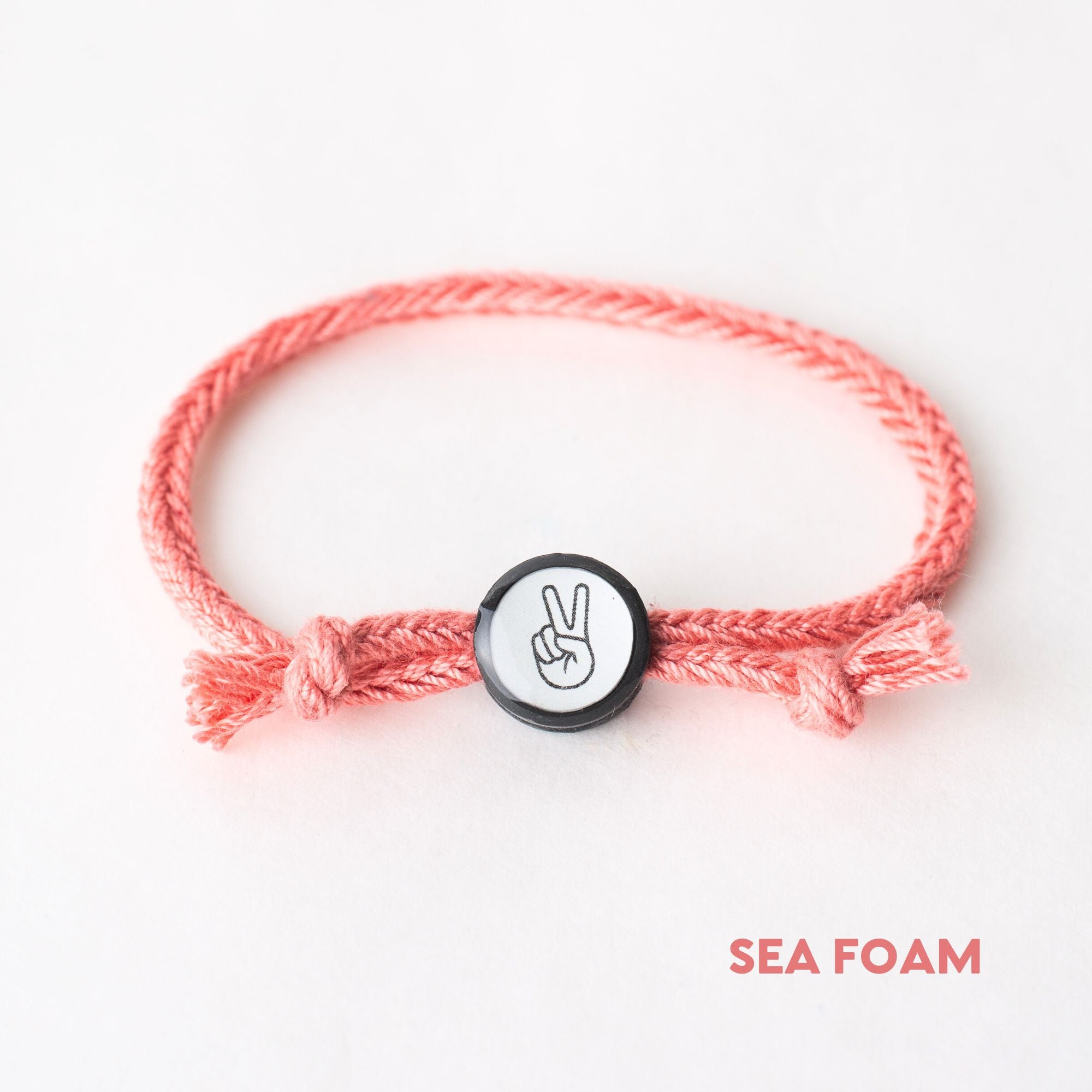 Daily Tap for Inspiration Beacon Bracelet - Peace Sign - Woven Cord