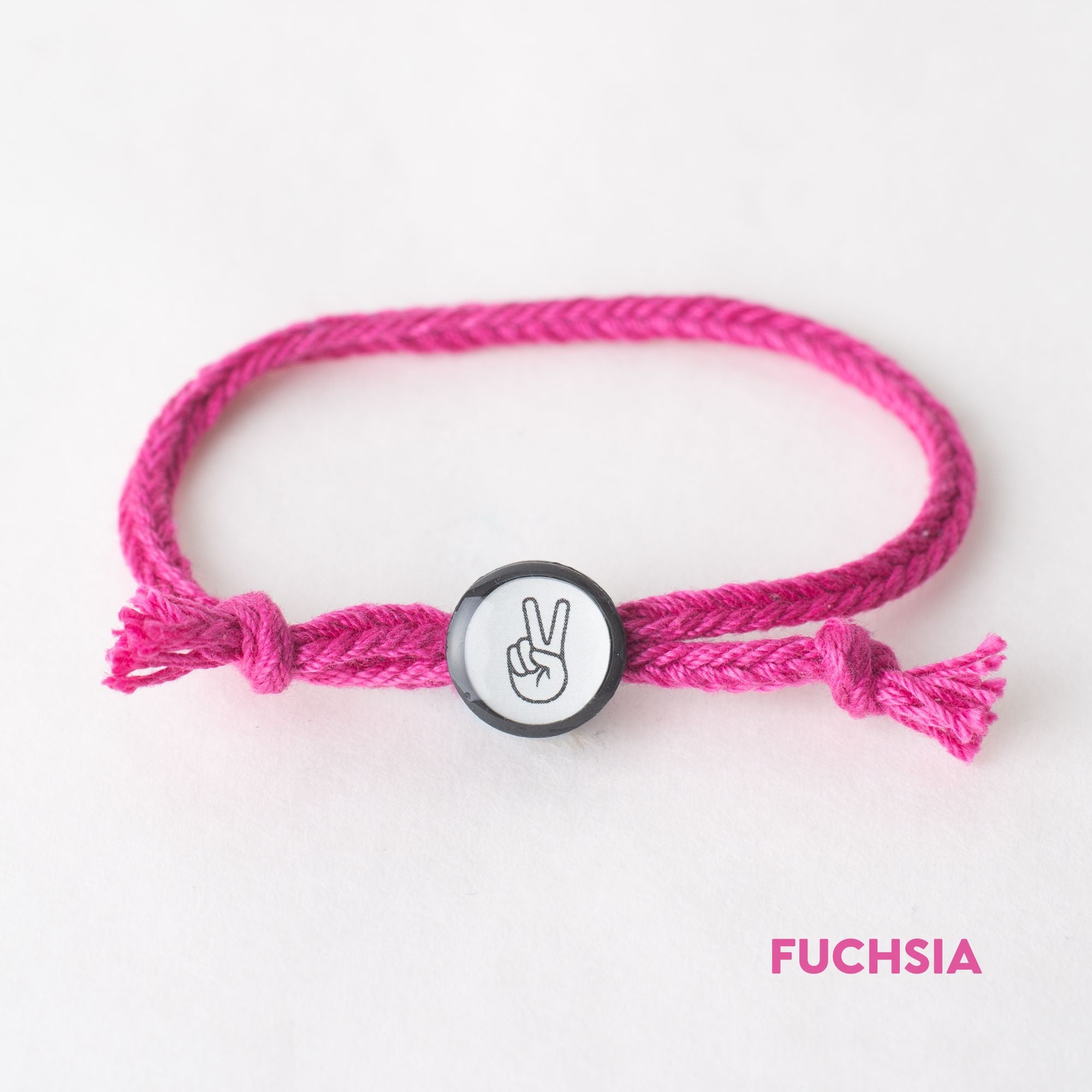 Daily Tap for Inspiration Beacon Bracelet - Peace Sign - Woven Cord