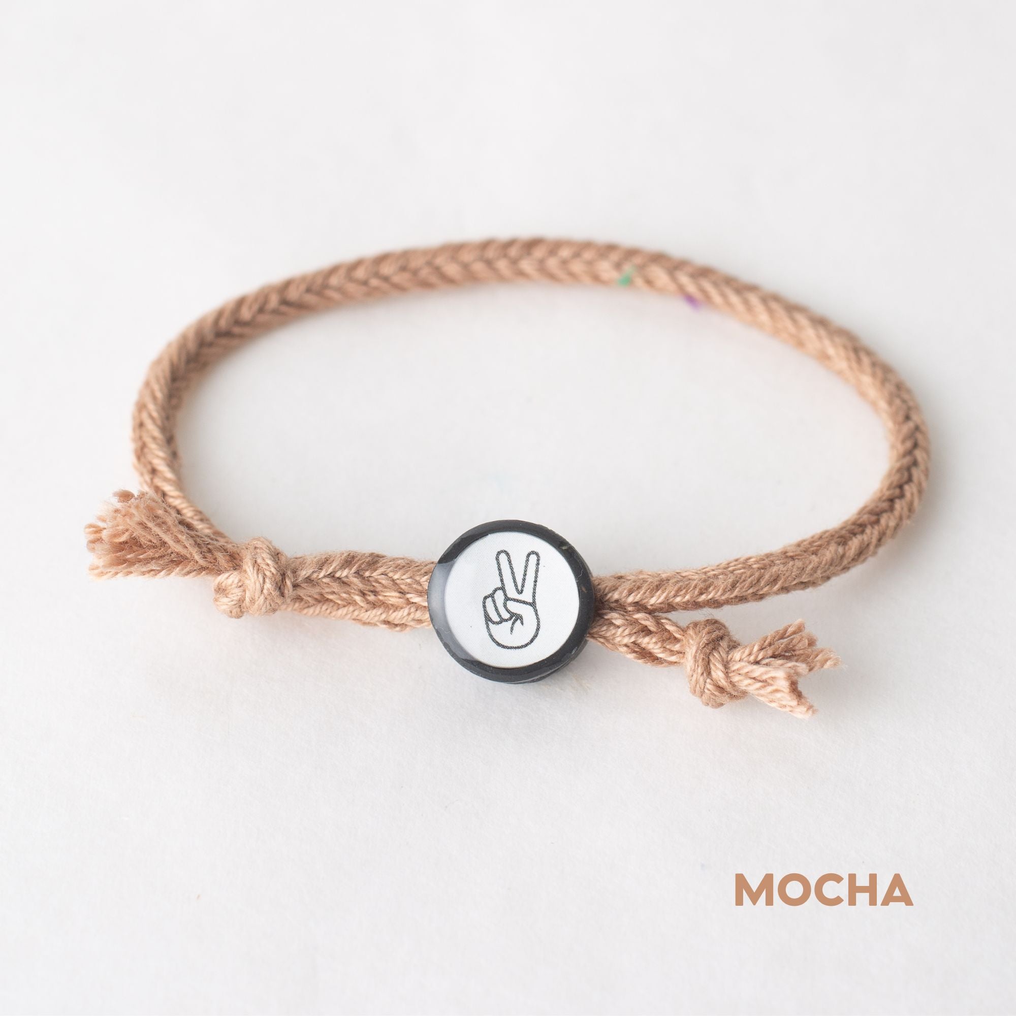 Daily Tap for Inspiration Beacon Bracelet - Peace Sign - Woven Cord