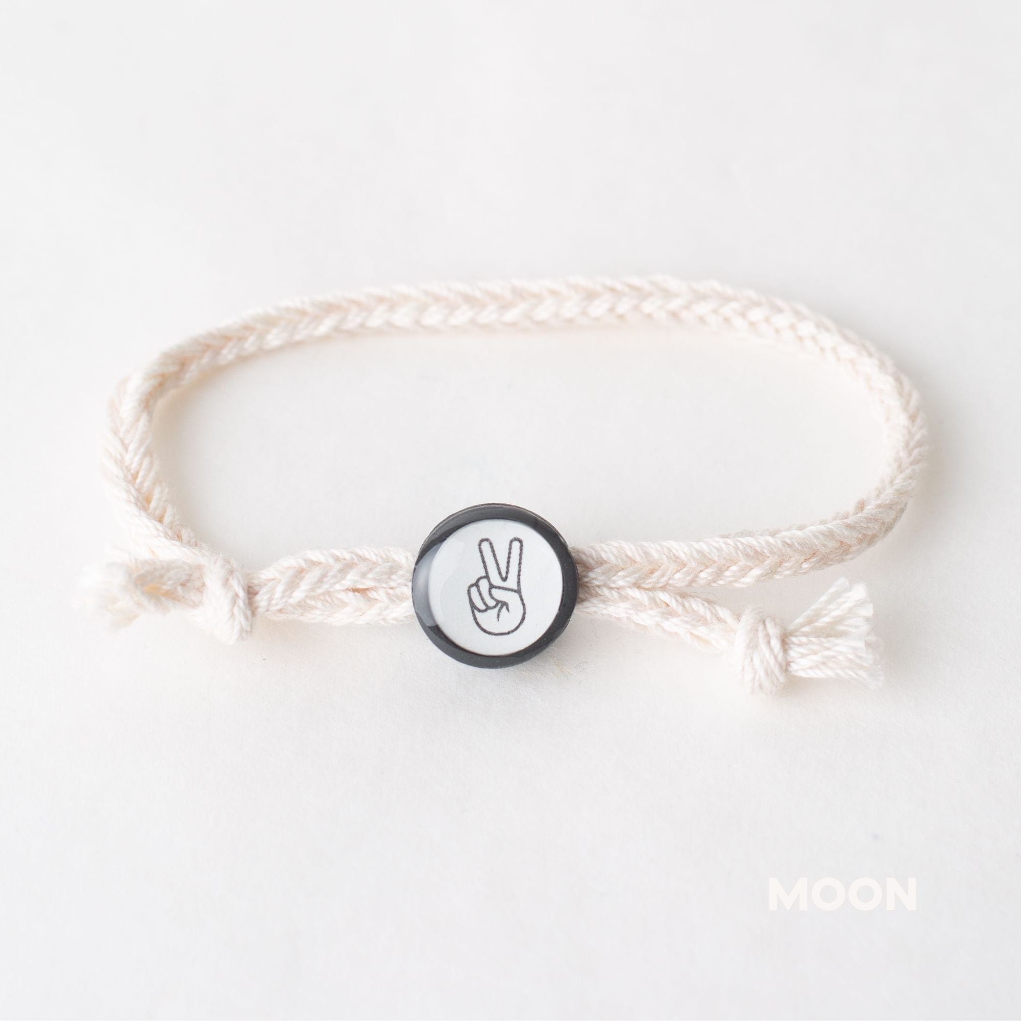Daily Tap for Inspiration Beacon Bracelet - Peace Sign - Woven Cord