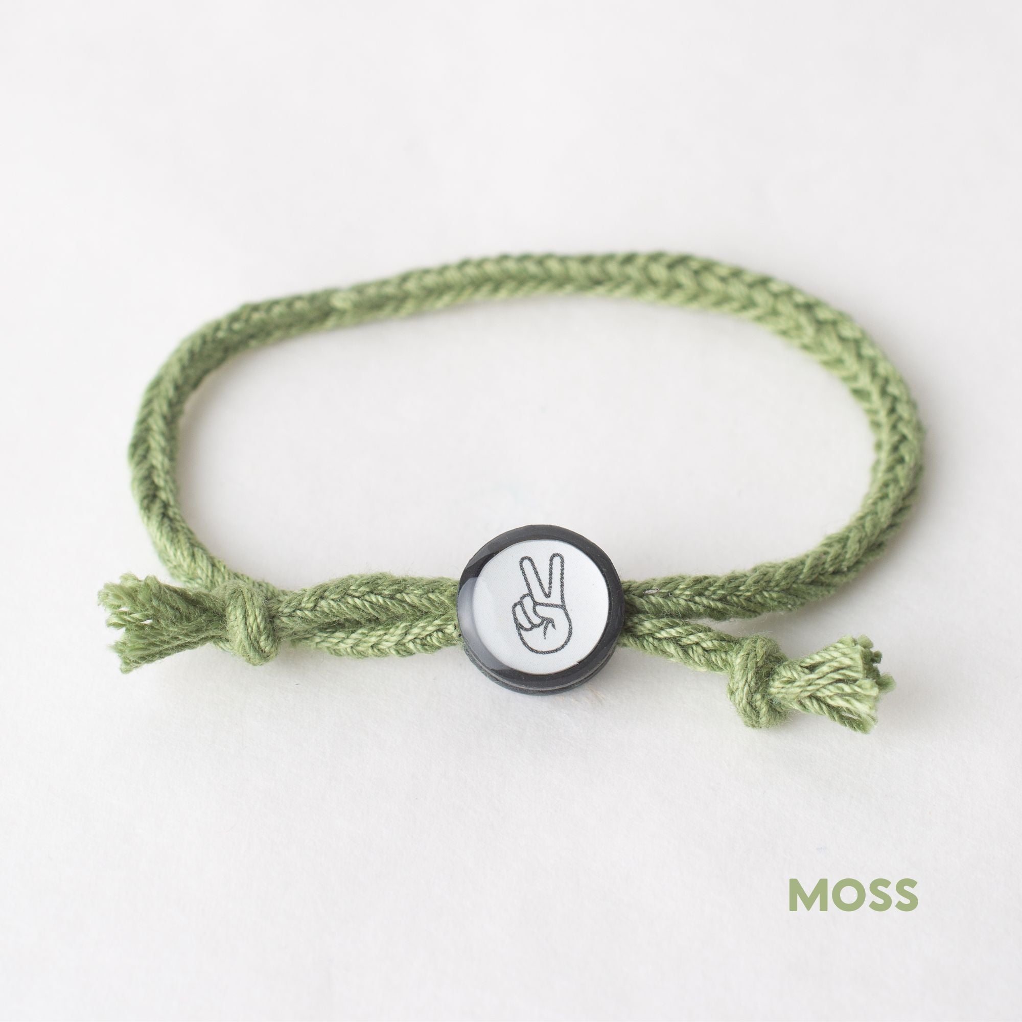 Daily Tap for Inspiration Beacon Bracelet - Peace Sign - Woven Cord