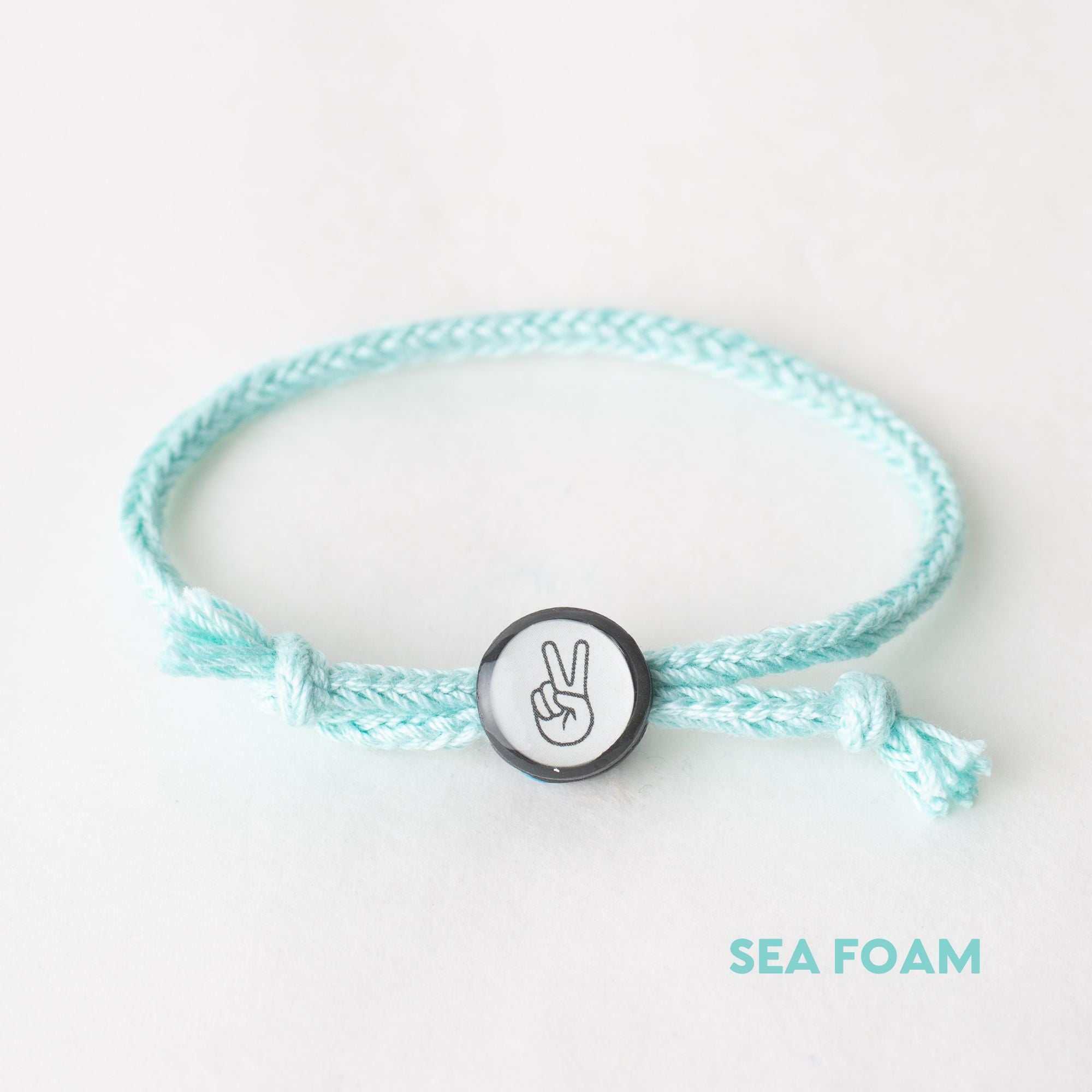 Daily Tap for Inspiration Beacon Bracelet - Peace Sign - Woven Cord