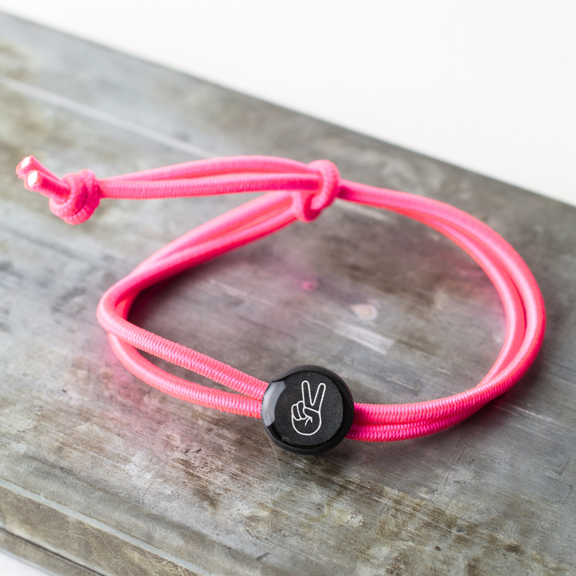 Daily Tap for Inspiration Beacon Bracelet - Peace Sign - Stretch Cord