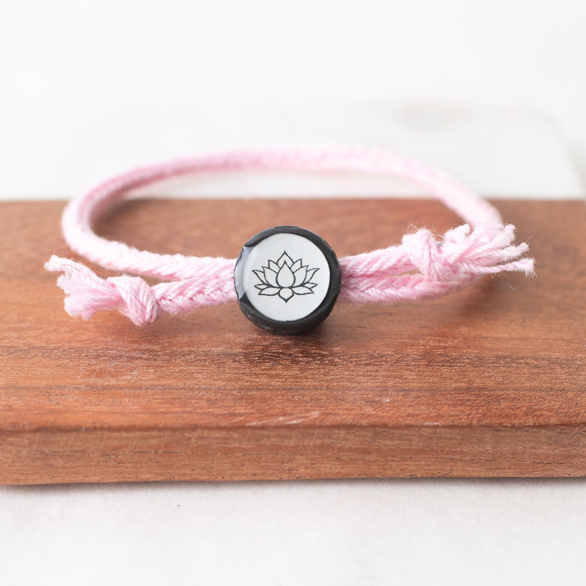 Daily Tap for Inspiration Beacon Bracelet - Lotus Flower - Woven Cord