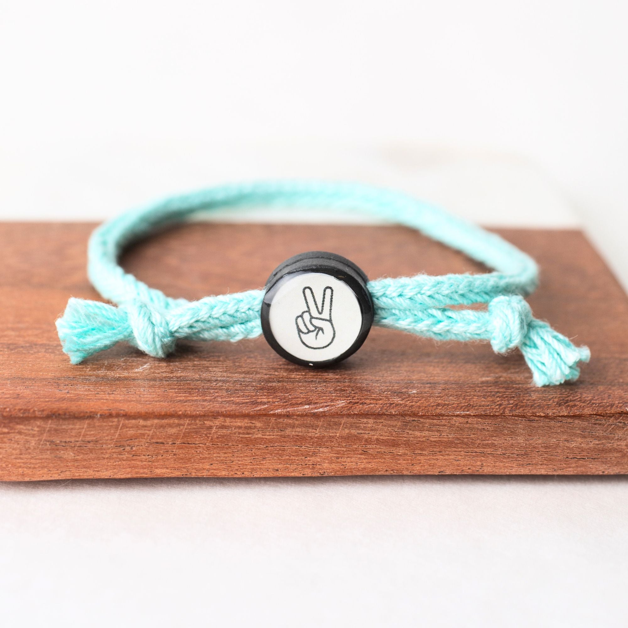 Daily Tap for Inspiration Beacon Bracelet - Peace Sign - Woven Cord