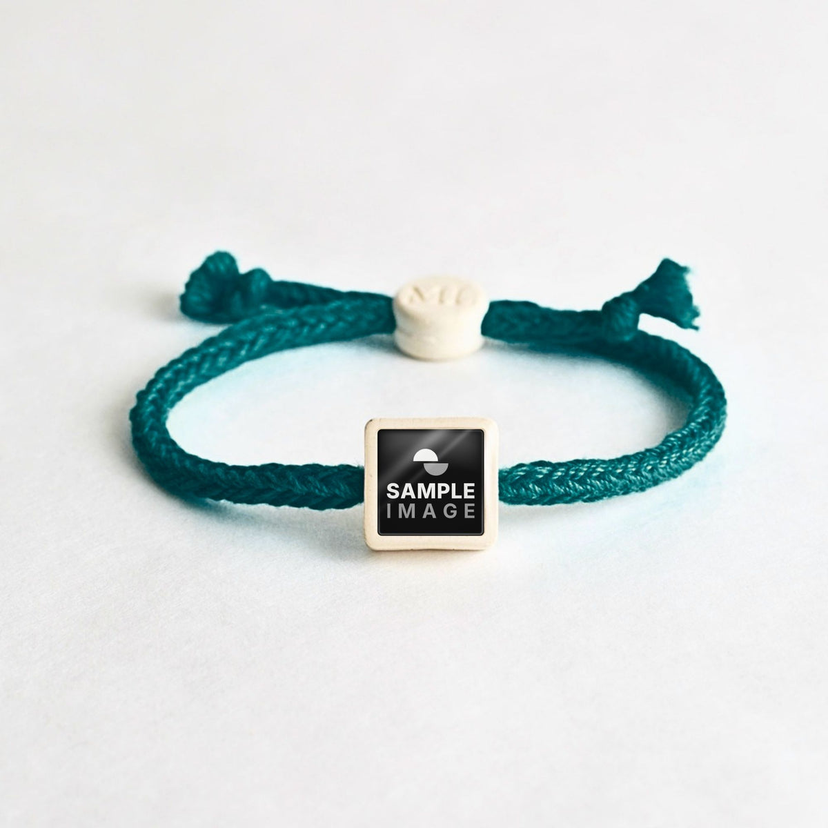 Tap-to-Phone Bracelets on Bold Weave - Cream Clay Square