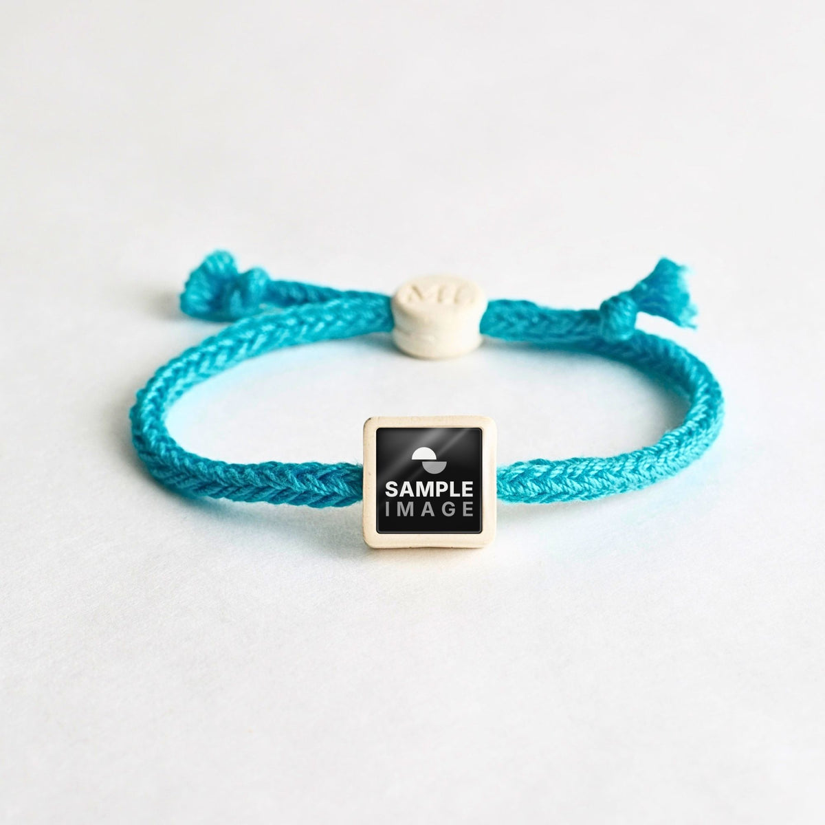 Tap-to-Phone Bracelets on Bold Weave - Cream Clay Square