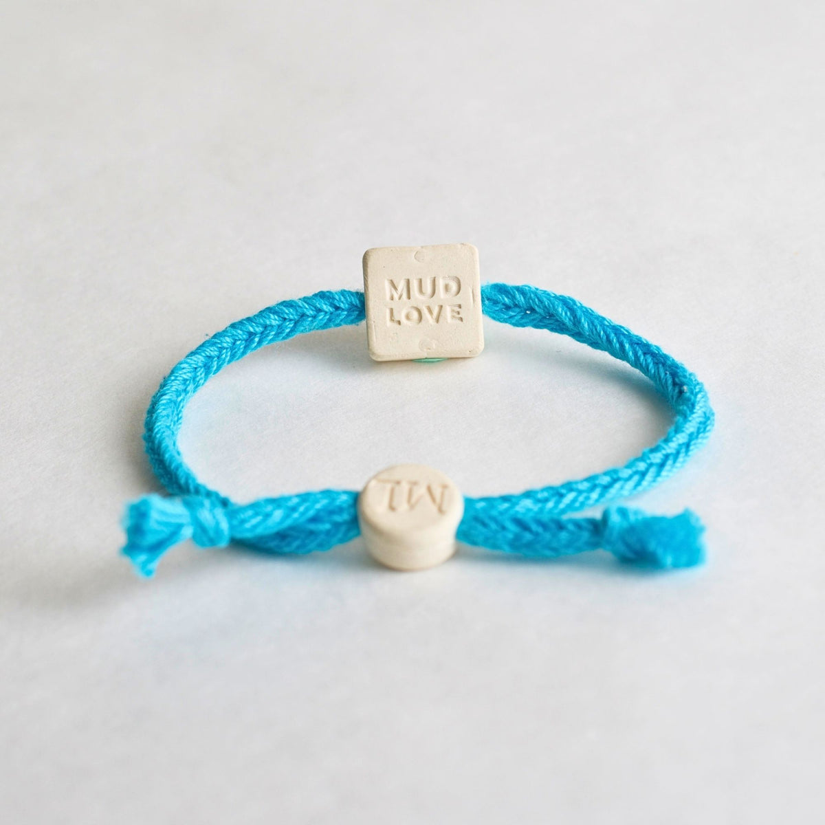 Tap-to-Phone Bracelets on Bold Weave - Cream Clay Square
