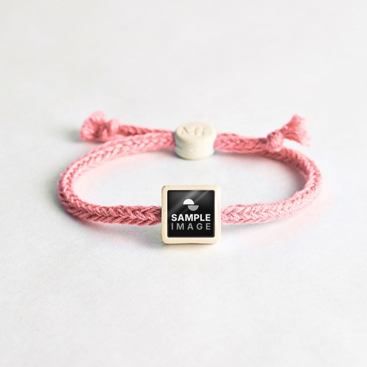 Tap-to-Phone Bracelets on Bold Weave - Cream Clay Square