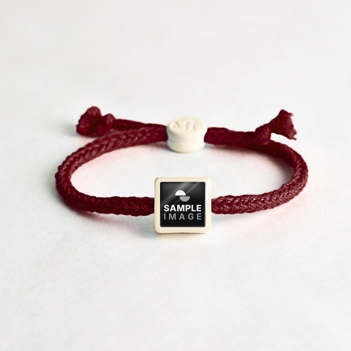 Tap-to-Phone Bracelets on Bold Weave - Cream Clay Square