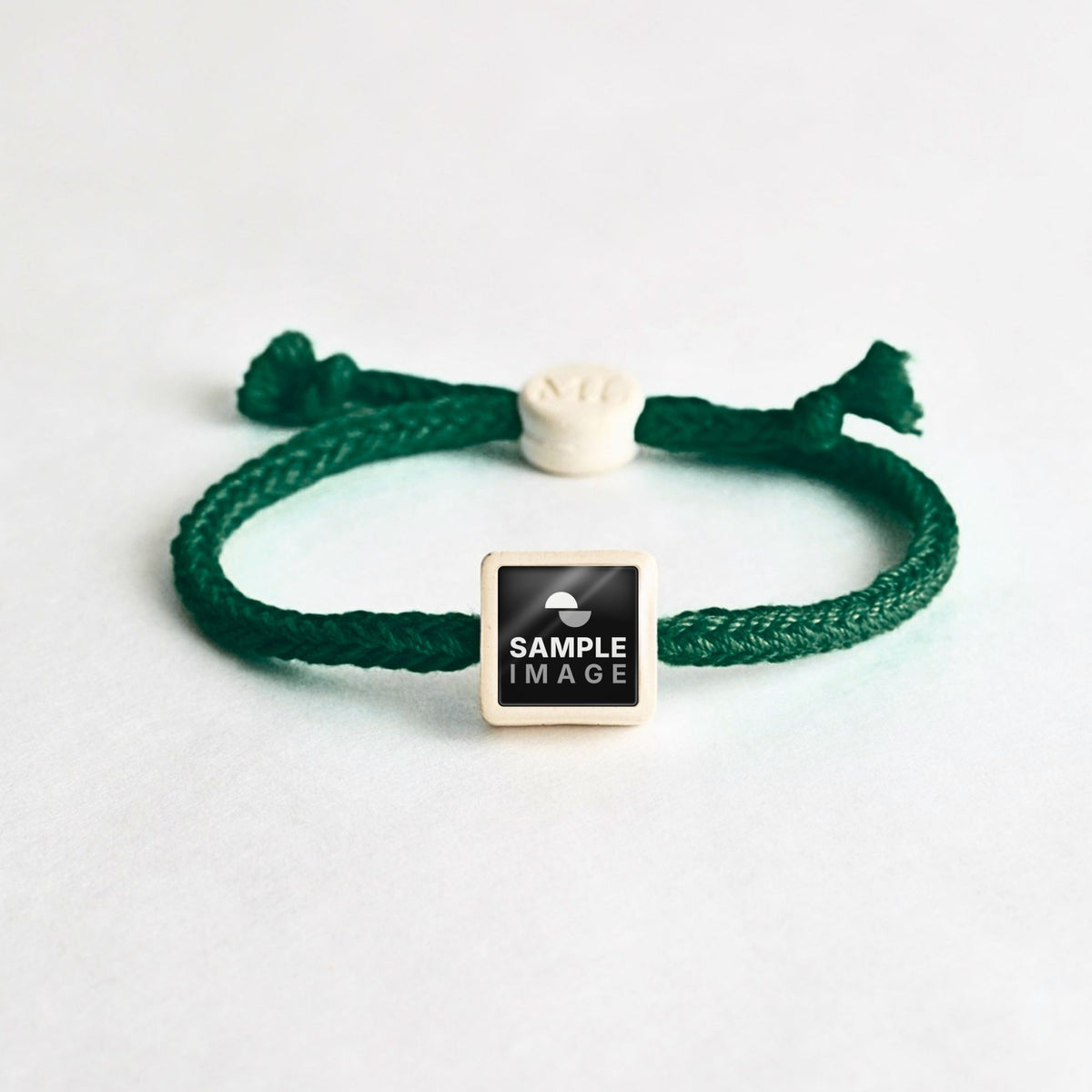 Tap-to-Phone Bracelets on Bold Weave - Cream Clay Square