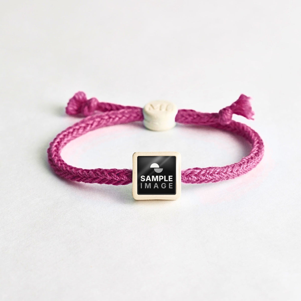 Tap-to-Phone Bracelets on Bold Weave - Cream Clay Square