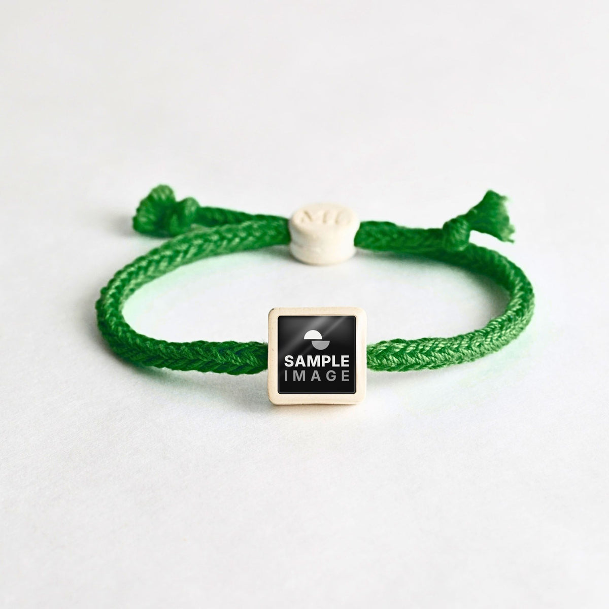 Tap-to-Phone Bracelets on Bold Weave - Cream Clay Square