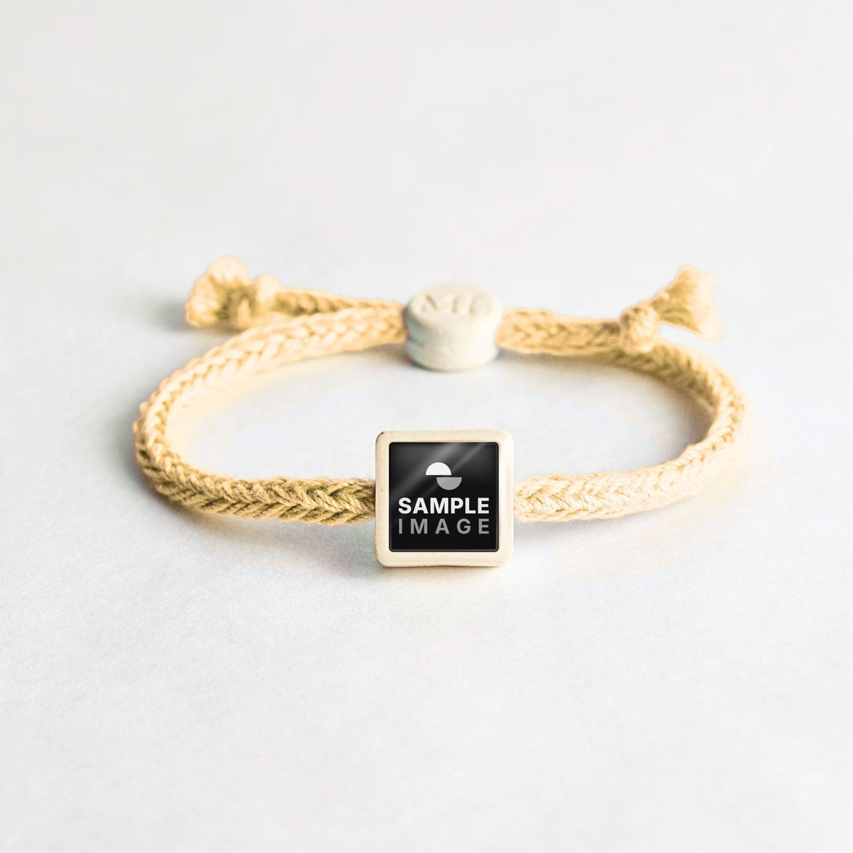Tap-to-Phone Bracelets on Bold Weave - Cream Clay Square