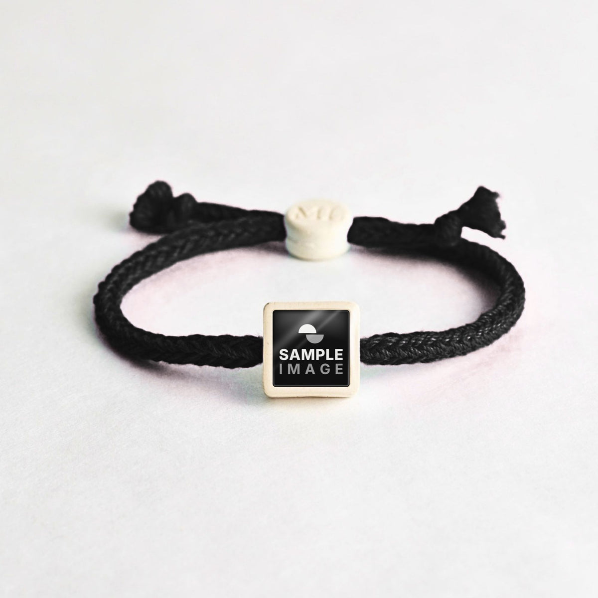 Tap-to-Phone Bracelets on Bold Weave - Cream Clay Square