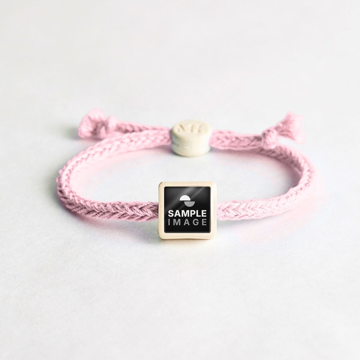Tap-to-Phone Bracelets on Bold Weave - Cream Clay Square