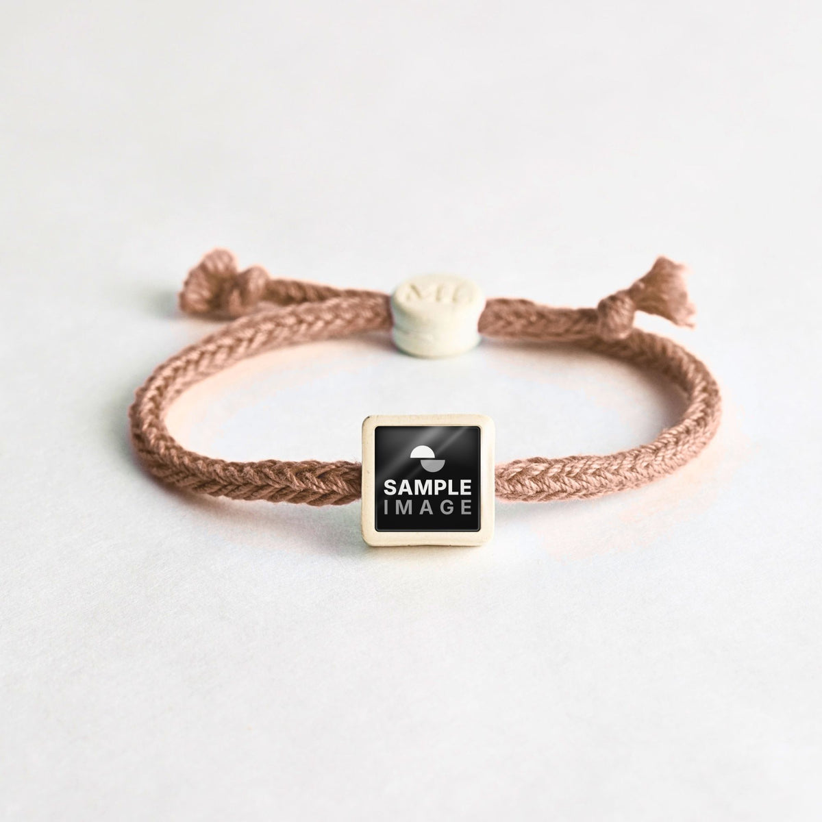 Tap-to-Phone Bracelets on Bold Weave - Cream Clay Square