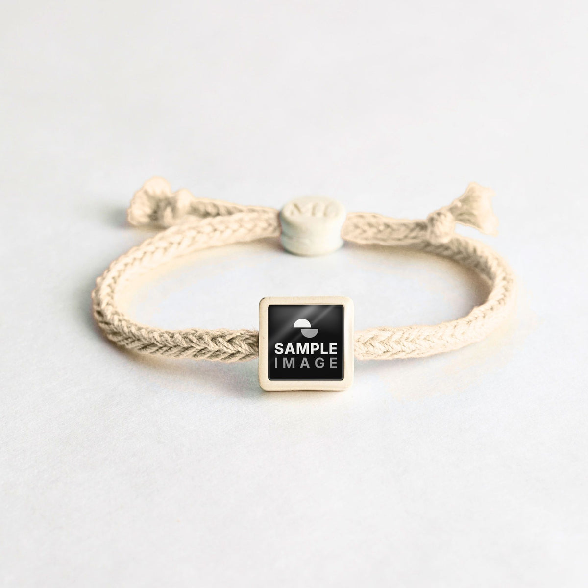 Tap-to-Phone Bracelets on Bold Weave - Cream Clay Square
