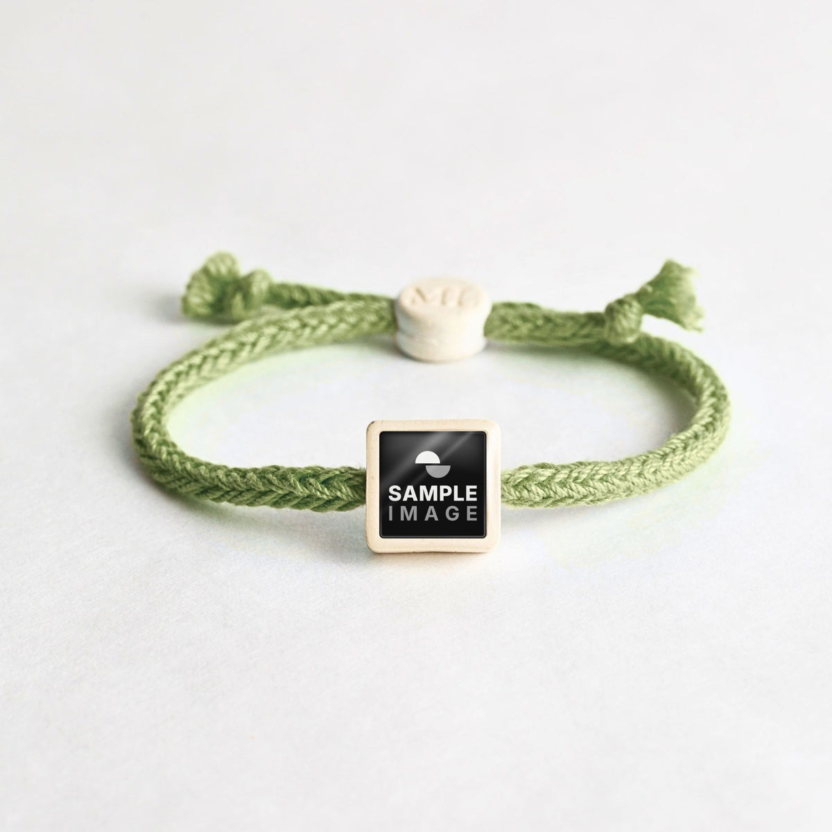 Tap-to-Phone Bracelets on Bold Weave - Cream Clay Square