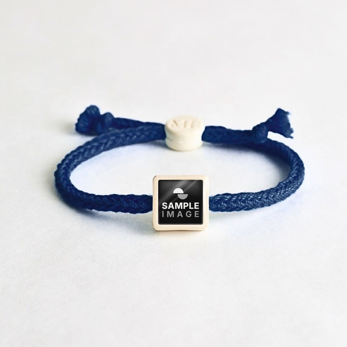Tap-to-Phone Bracelets on Bold Weave - Cream Clay Square