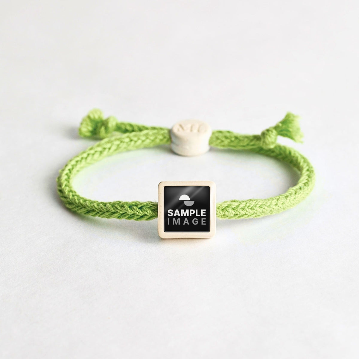 Tap-to-Phone Bracelets on Bold Weave - Cream Clay Square