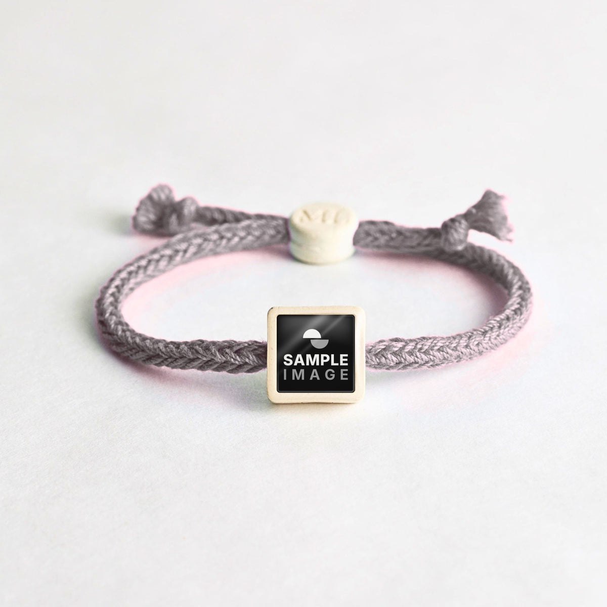 Tap-to-Phone Bracelets on Bold Weave - Cream Clay Square