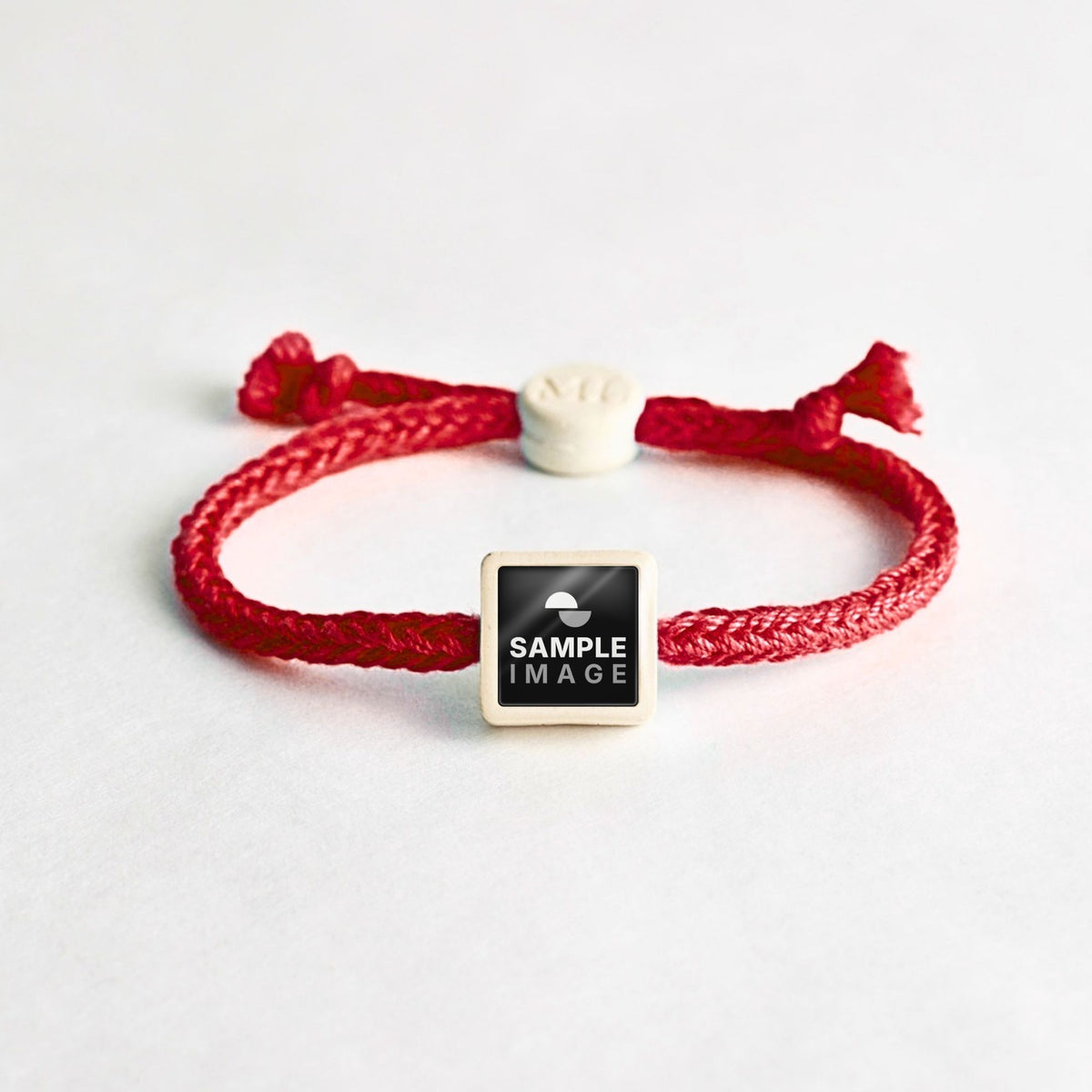Tap-to-Phone Bracelets on Bold Weave - Cream Clay Square