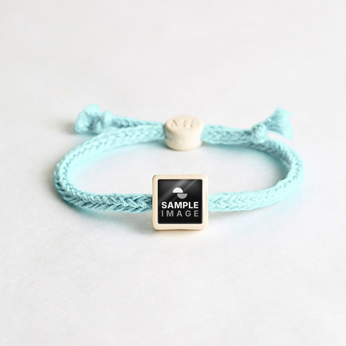 Tap-to-Phone Bracelets on Bold Weave - Cream Clay Square