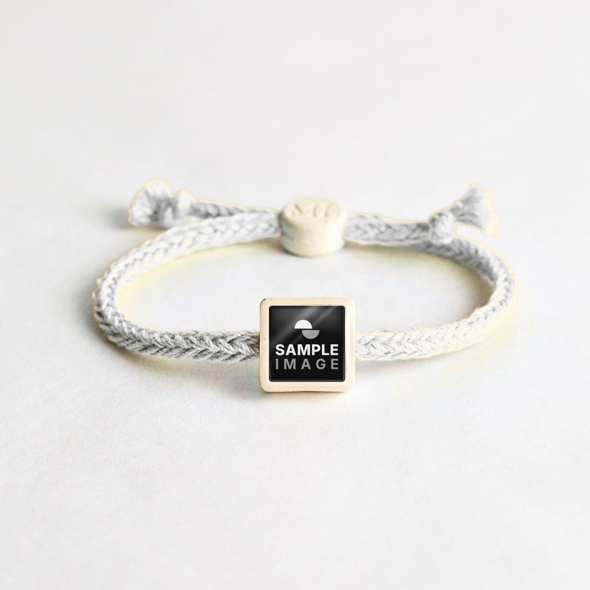Tap-to-Phone Bracelets on Bold Weave - Cream Clay Square