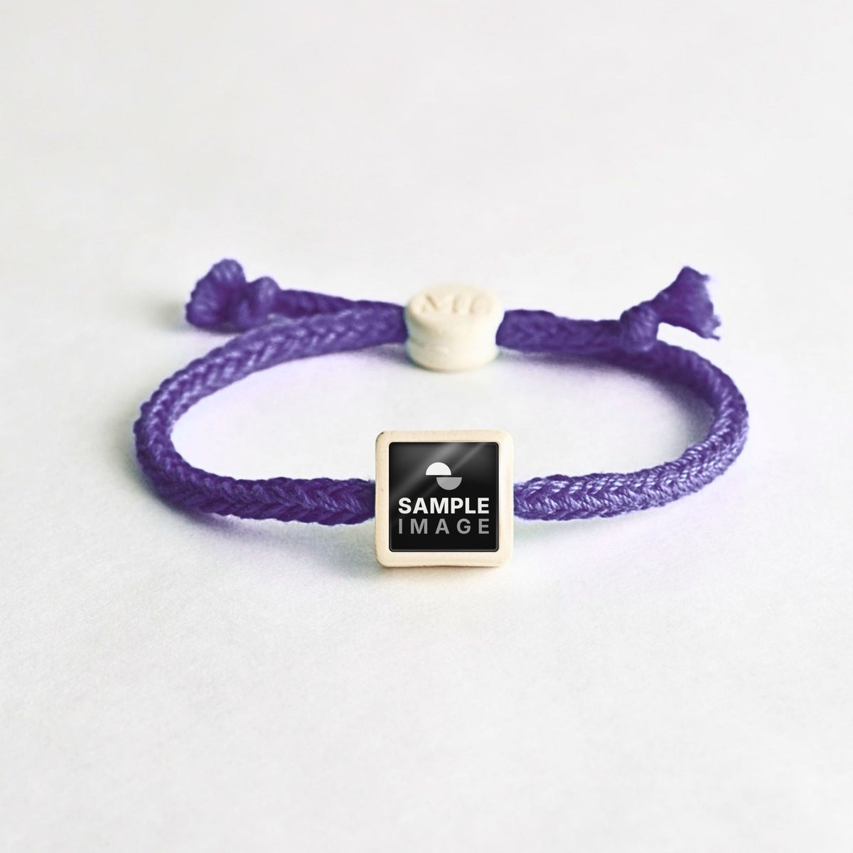 Tap-to-Phone Bracelets on Bold Weave - Cream Clay Square