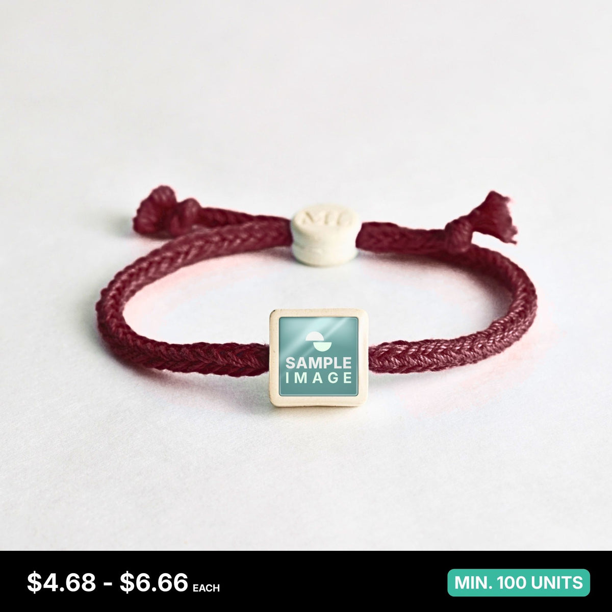 Tap-to-Phone Bracelets on Bold Weave - Cream Clay Square