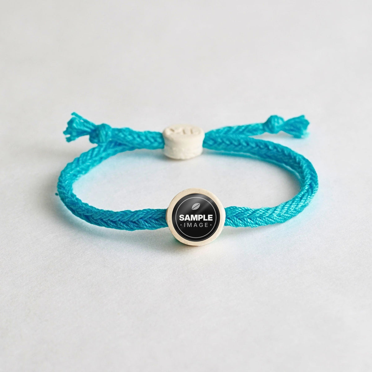 Tap-to-Phone Bracelets on Bold Weave - Cream Clay Circle