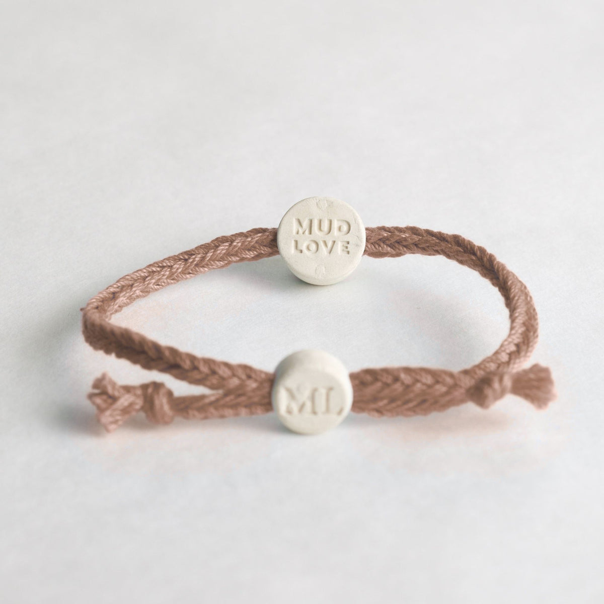 Tap-to-Phone Bracelets on Bold Weave - Cream Clay Circle