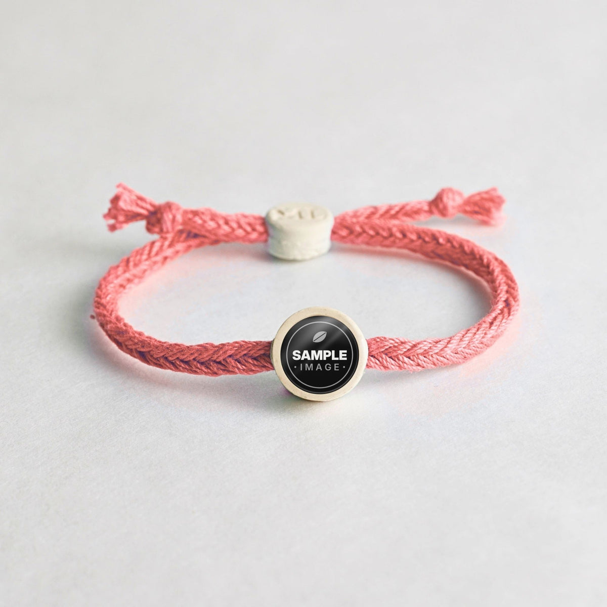 Tap-to-Phone Bracelets on Bold Weave - Cream Clay Circle